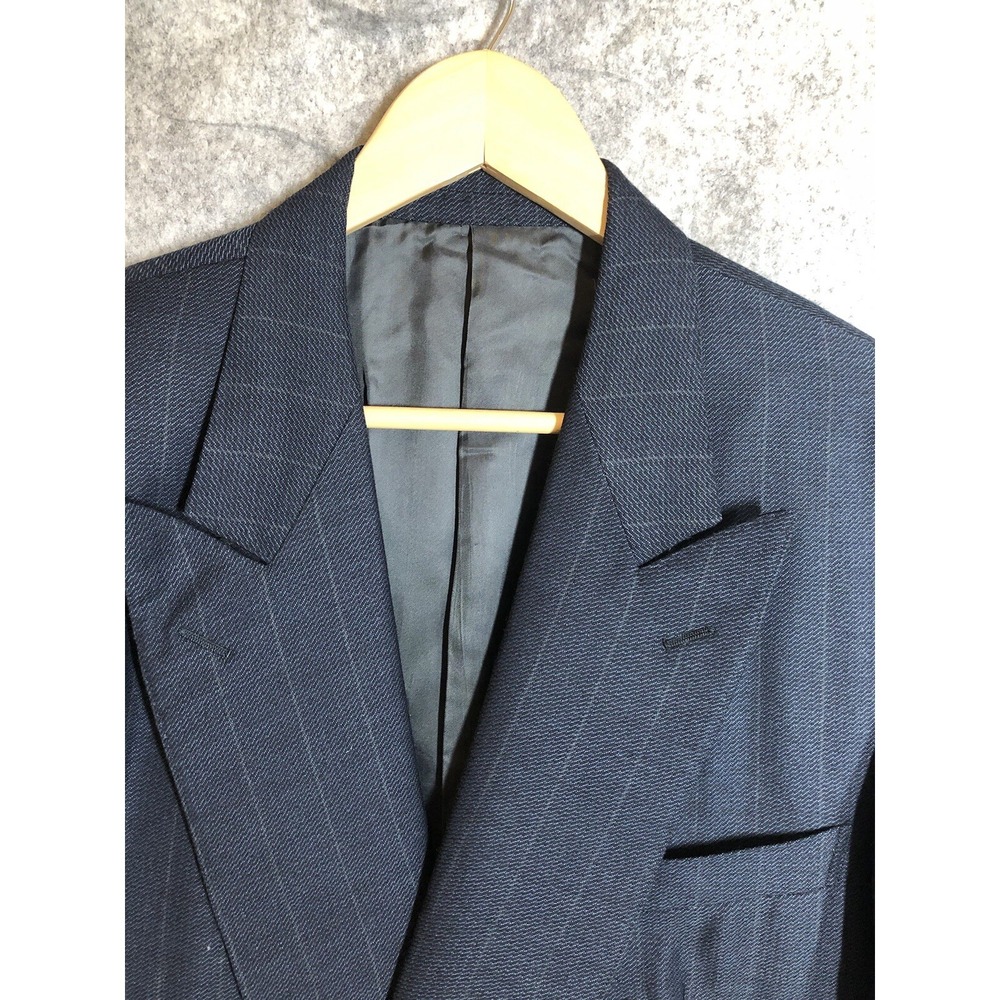 Ermenegildo Zegna‎ Blazer Men 44L Blue Stripe Wool Sport Coat Career Casual